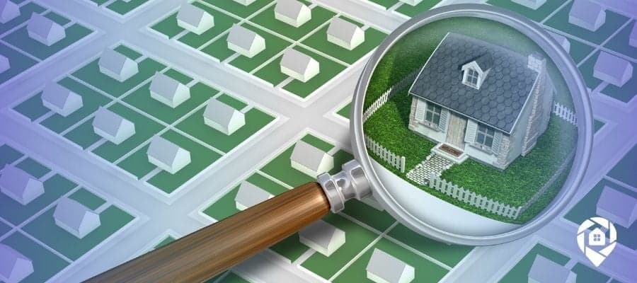 Magnifying glass highlighting off-market property for real estate investors