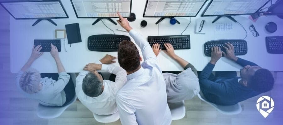 Real estate call center team managing cold calling and lead generation for U.S. property investors.
