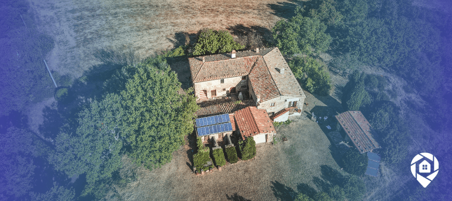 Aerial view of a single-family property on a large lot, ideal for an SB9 lot split and building up to four homes in Los Angeles County.