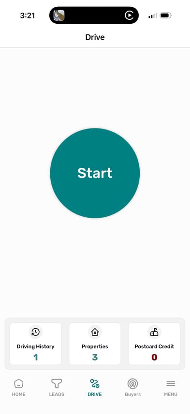 Driving for dollars start button