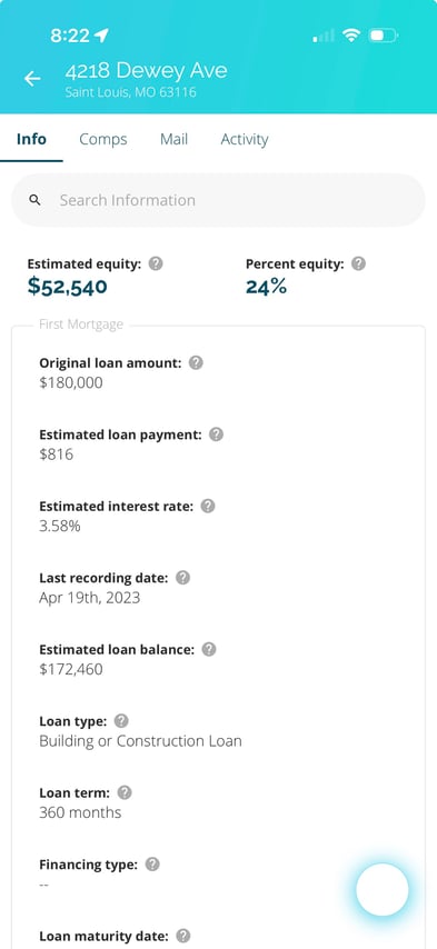 DealMachine Property Information Card