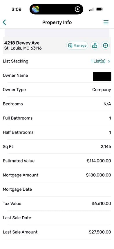 RESimpli Property data screen