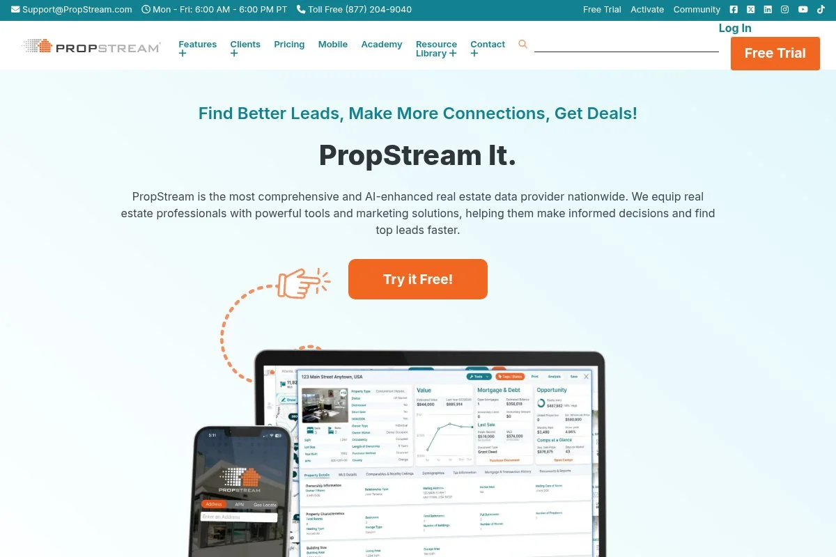 PropStream webpage