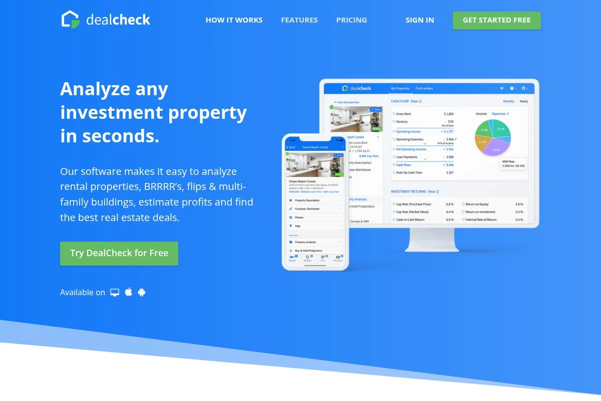 DealCheck webpage