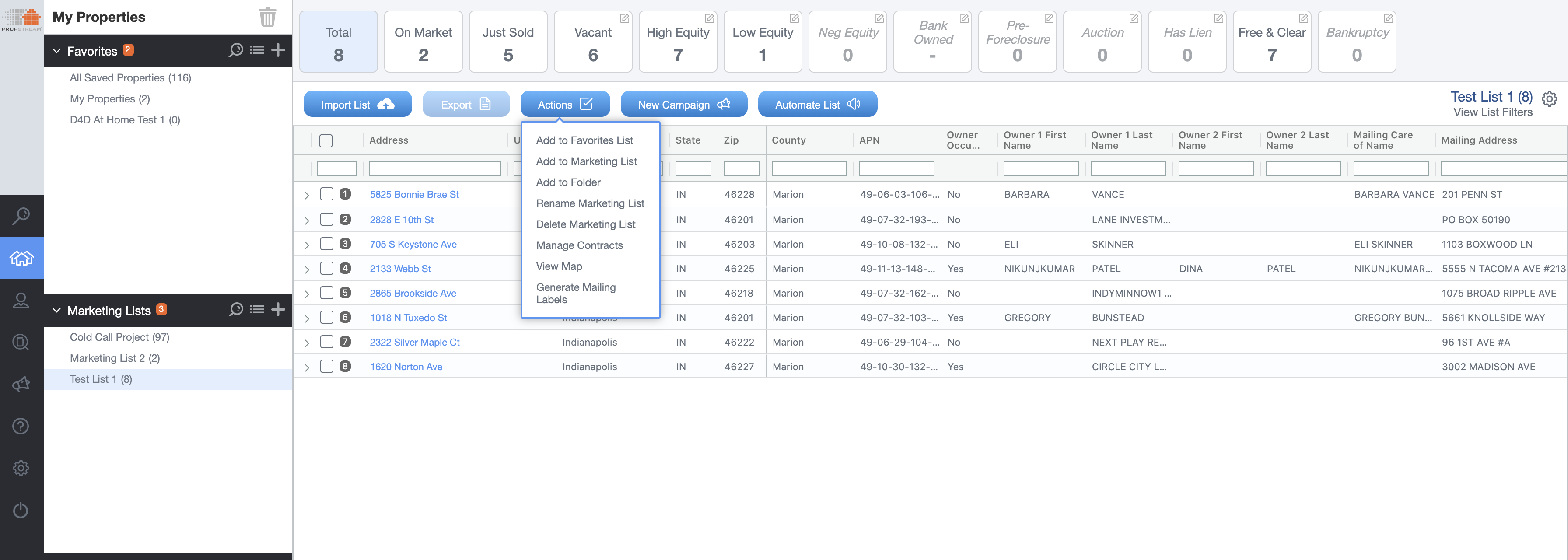 PropStream Bulk Actions PropStream Bulk Actions